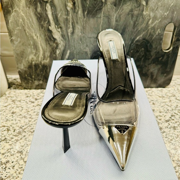 Prada Modellerie Clear Metallic Mules size 40 - Picture 4 of 9